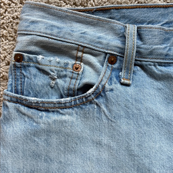 Levi's 501 Light Blue Distressed Boyfriend Jeans - Picture 4 of 12